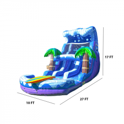 JumpOrange17FTSurfBeachCommercialGradeWaterSlidewithBlowerandPool201 1693412085 17' Surf Beach Dual-lane Waterslide