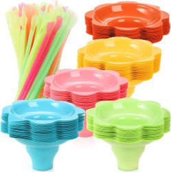 100 Snow Cone Cups with 100 straw-spoons